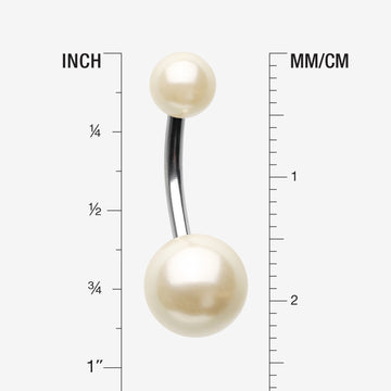 Detail View 1 of Pearlescent Luster Basic Belly Button Ring-Peach